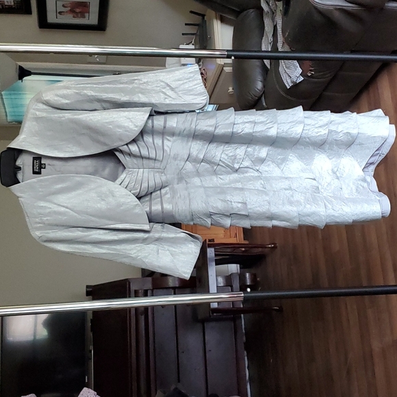 Adrianna Papell Dresses Adrianna Papell Occasions Silver Ruffle